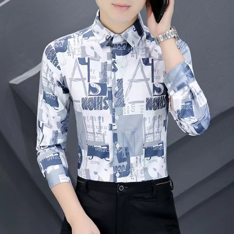 New Spring Men's Shirt, Long Sleeve Striped Dress Shirt, Short Sleeve Business Slim Fit, Youth Classic Versatile Wrinkle-resistant