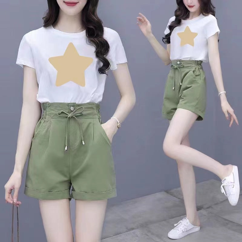 2023 New Summer Women's Sports Suit: Casual, Stylish, Trendy, and Airy Two-Piece Set with Short-sleeved Top and Shorts