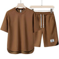 High-end Men's Suit 2023 New Summer Trend Short Sleeve T-shirt Men's Quick-drying Monochrome Sports Short Sleeve Shorts